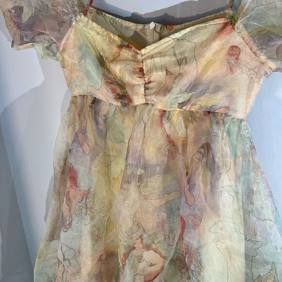 Fairy Puff Sleeve Victorian Empire Waist Tunic Top Dress. Magnificent. XS. Art D - Picture 6 of 11